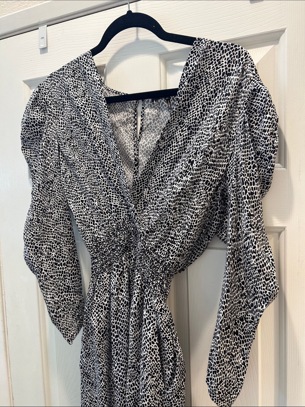 Maje Animal Print Cupro Jumpsuit Black White Size 38 US 6 - Picture 4 of 16